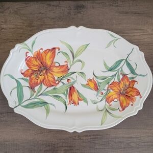 Made in Italy Large CIC Oval Lily / Daylily Serving Platter